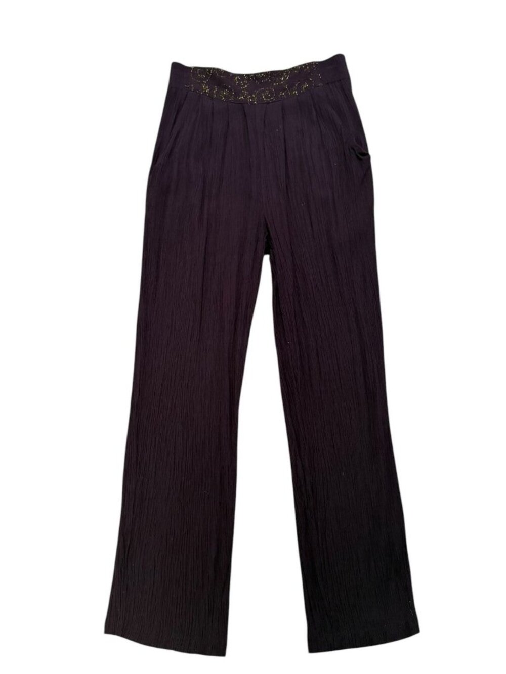 Carole Little Vintage Eggplant Pants Women Size 8 Pull On Textured